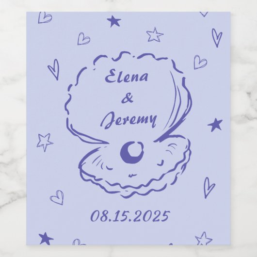 Whimsical Funky Hand Drawn Wedding Wine Label Weinetikett (Einzelnes Label)