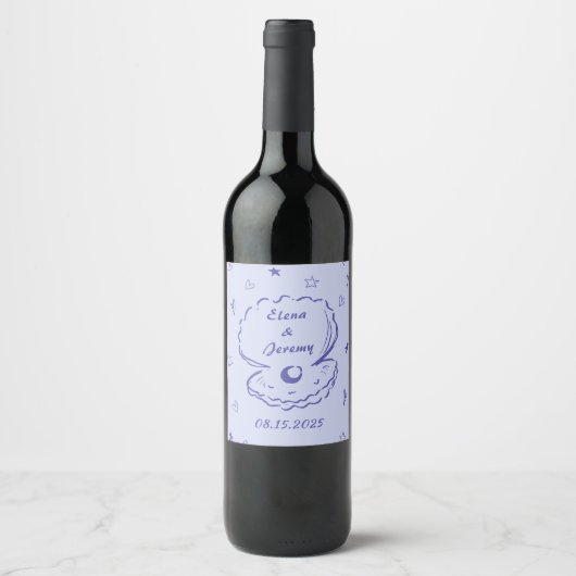 Whimsical Funky Hand Drawn Wedding Wine Label Weinetikett (Vorderseite)