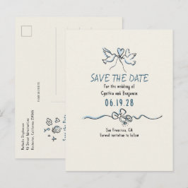 Whimsical funky handgezeichnete Save-The-Date-Kart Ankündigungspostkarte