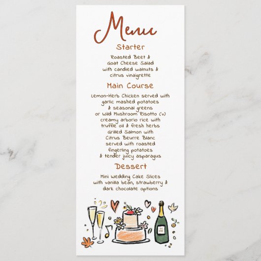 Whimsical Funky Handwritten Fall Wedding Menu Menükarte (Vorderseite)
