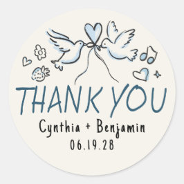 Whimsical Funky Niedlich Hand Drawn Wedding Vielen Runder Aufkleber