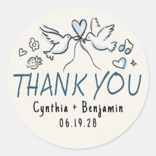 Whimsical Funky Niedlich Hand Drawn Wedding Vielen Runder Aufkleber