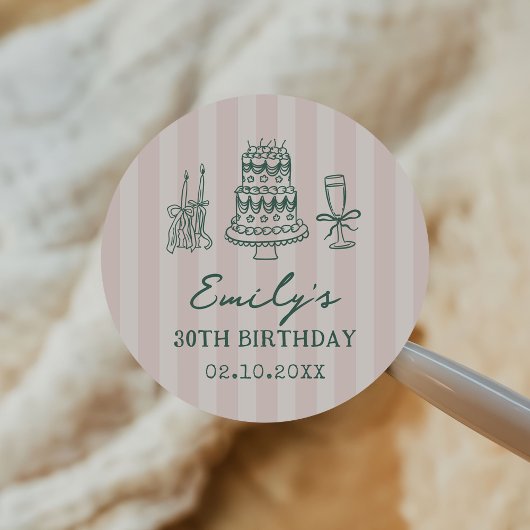 Whimsical Funky Quirky 30th Birthday Party Runder Aufkleber