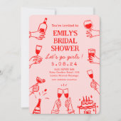 Whimsical Funky Quirky Hand Zeichnend Brautparty Einladung (Vorderseite)