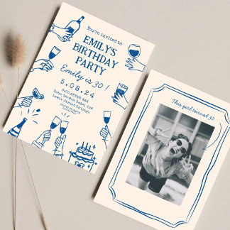 Whimsical Funky Quirky Zeichne 30. Geburtstag Einladung