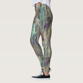 Whimsical Funky Violet Lila Aquamarine Streifen Ar Leggings