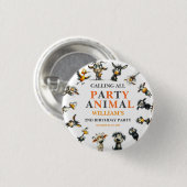 Whimsical Funny Animals 2nd Birthday Party Button (Vorne & Hinten)