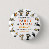 Whimsical Funny Animals 2nd Birthday Party Button (Vorderseite)