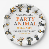 Whimsical Funny Animals 2nd Birthday Party Pappteller (Vorderseite)
