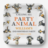 Whimsical Funny Animals 2nd Birthday Party Pappteller (Vorderseite)