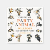 Whimsical Funny Animals 2nd Birthday Party Serviette (Vorderseite)