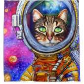 Whimsical Funny Astronaut Cat Duschvorhang (Vorderseite)