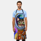 Whimsical Funny Astronaut Cat Schürze (Getragen)