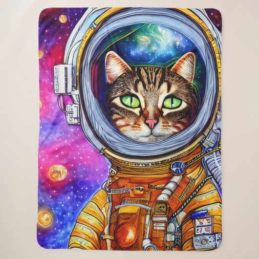 Whimsical Funny Astronaut Cat Sherpadecke (Vorderseite)