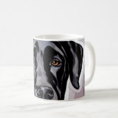 Whimsical Funny Black Great Dane Sie beobachten Kaffeetasse (VorderseiteRechts)