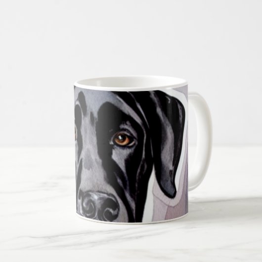 Whimsical Funny Black Great Dane Sie beobachten Kaffeetasse (VorderseiteRechts)