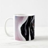 Whimsical Funny Black Great Dane Sie beobachten Kaffeetasse (Links)