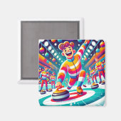 Whimsical Funny Curling Sport Magnet (Vorderseite/Rückseite)