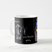 Whimsical Funny Dog Great Dane Innocent Black Kaffeetasse (Vorderseite Links)