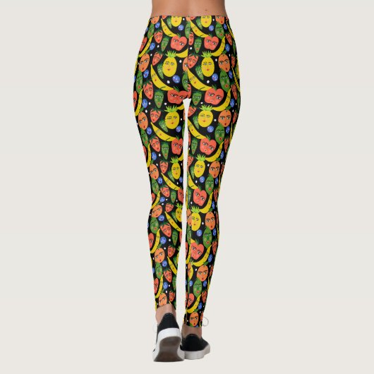 Whimsical Funny Fruchtsalat Muster Leggings (Rückseite)