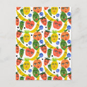 Whimsical Funny Fruchtsalat Muster Postkarte (Vorderseite)