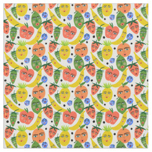 Whimsical Funny Fruchtsalat Muster Stoff