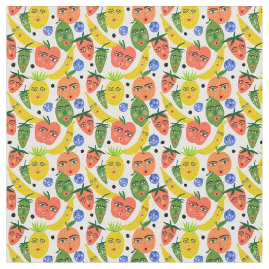Whimsical Funny Fruchtsalat Muster Stoff (Nahaufnahme)