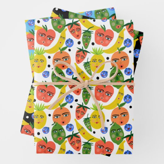 Whimsical Funny Fruit Salad Muster Varieté Pack Geschenkpapier Set (Beispiel)