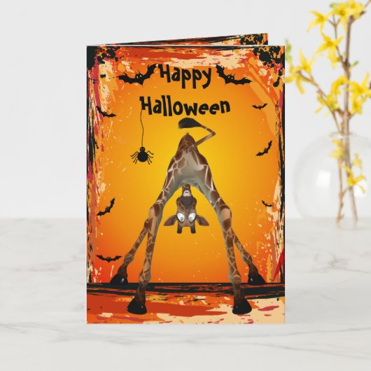 Whimsical Funny Giraffe Halloween Card Karte (Gelbe Blume)