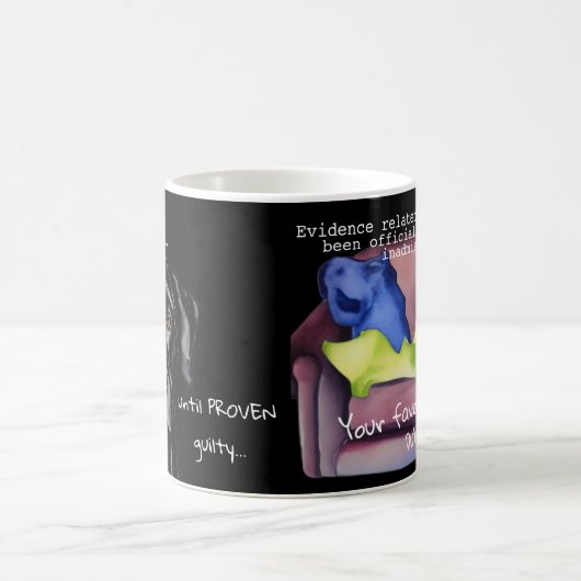 Whimsical Funny Hund unschuldig Schwarz Kaffeetasse (Mittel)