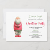 Whimsical Funny Pink Santa Christmas Party Invite Einladung (Vorderseite)