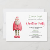 Whimsical Funny Pink Santa Modern Xmas Card Einladung (Vorderseite)