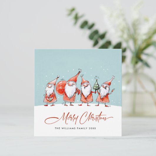 Whimsical Funny Santa Claus Gnomes Weihnachten (Stehend Vorderseite)