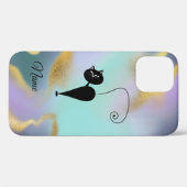 Whimsical Funny trendy Black Cat abstrakt Case-Mate iPhone Hülle (Rückseite (Horizontal))