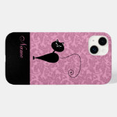 Whimsical Funny trendy Black Cat Damask Case Mate (Rückseite (Horizontal))