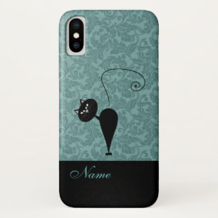 Whimsical Funny trendy Black Cat Damask Case-Mate iPhone Hülle