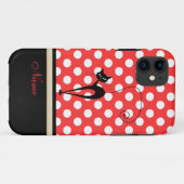Whimsical Funny trendy Black Cat Polka Punkte Case-Mate iPhone Hülle (Rückseite (Horizontal))