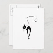 Whimsical Funny trendy schwarze Katze wählen Hinte Postkarte (Vorne/Hinten)