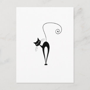Whimsical Funny trendy schwarze Katze wählen Hinte Postkarte