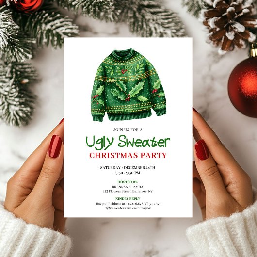 Whimsical Funny Ugly Sweater Holiday Invite Einladung