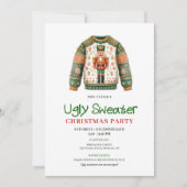 Whimsical Funny Ugly Sweater Xmas Invitation Einladung (Vorderseite)