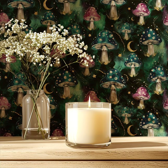 Whimsical Galaxy Pilze auf schwarz Tapete (Von Creator hochgeladen)