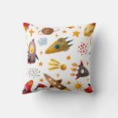 Whimsical Galaxy Rocket Ship Pattern Kids Decor Kissen (Rückseite)