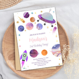 Whimsical Galaxy Thema für Kinder Einladung