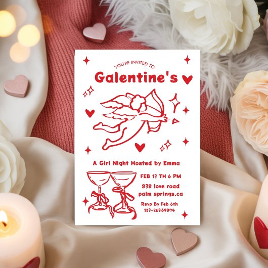 Whimsical Galentines Valentines girls Party Einladung
