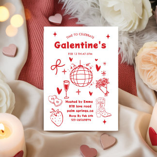 Whimsical Galentines Valentines girls Party Einladung