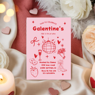 Whimsical Galentines Valentines girls Party Einladung