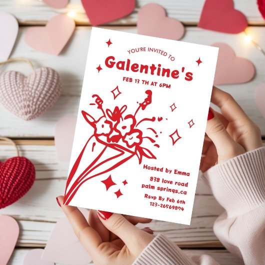 Whimsical Galentines Valentines girls Party Einladung