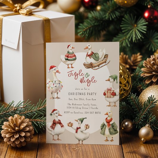 Whimsical Gans Weihnachtsfeier Einladung