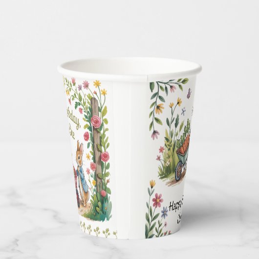 Whimsical Garden Bunny Boy Birthday Bash Pappbecher (Rechts)